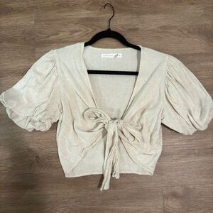 Altar'd State Cream Tie-Front Blouse